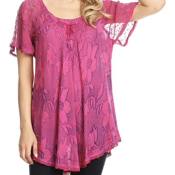 New NWT Green Loose Fitting Cap Sleeve Blouse One Size Fits All - Picture 6 of 7